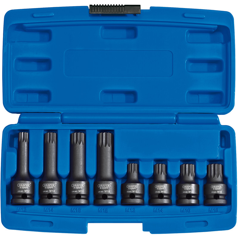 Draper Expert 1/2" Square Drive Tamper Proof Impact Spline Set 8 Piece