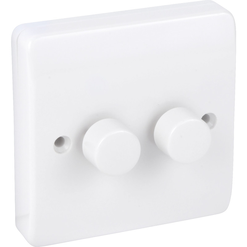MK Intelligent White Dimmer Switch 2 Gang 2 Way 300W