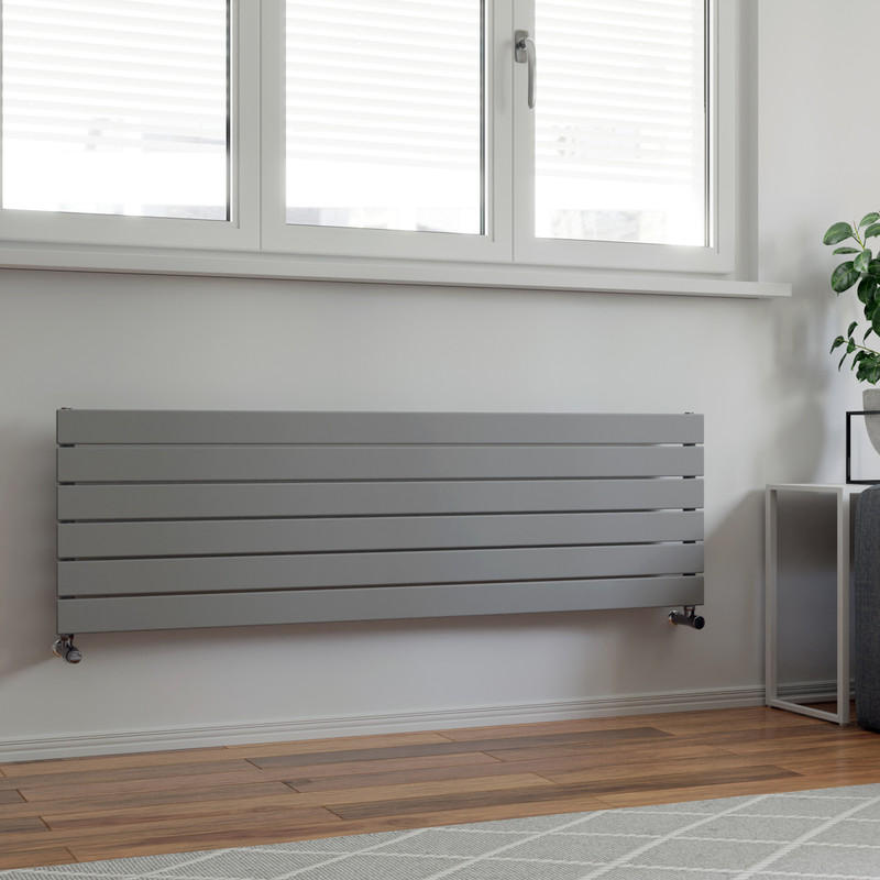 Ximax Oxford Single Horizontal Designer Radiator 445 x 1500mm 2515Btu Silver
