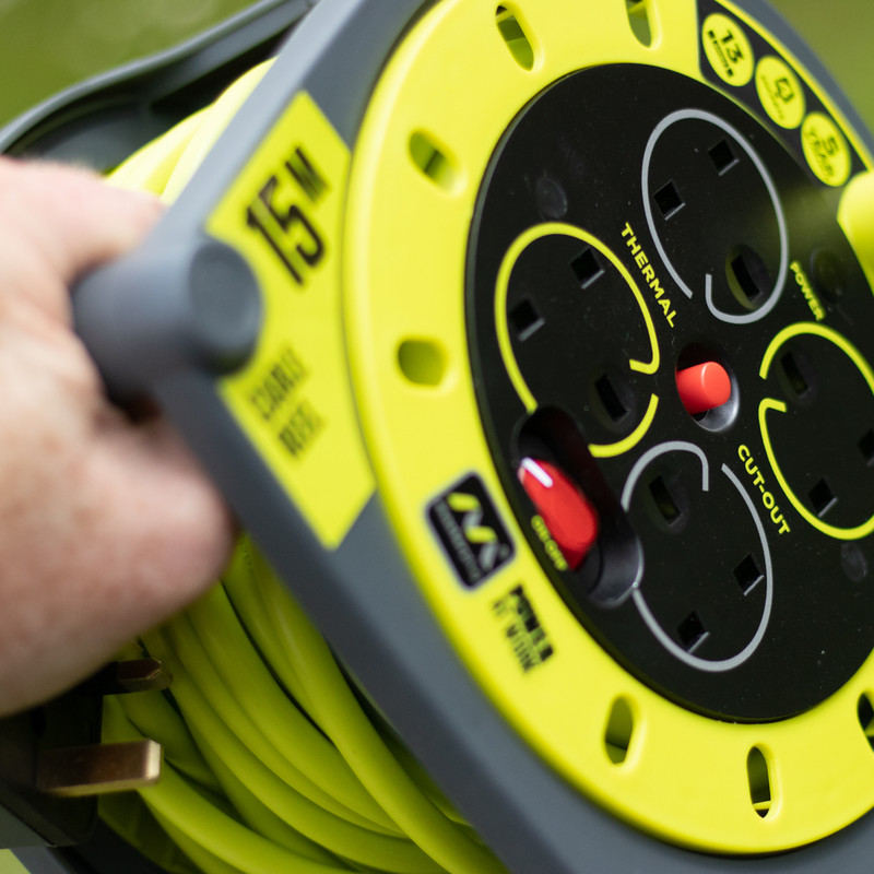 Masterplug Pro XT 4 Socket 13A Case Cable Reel 15m 240V