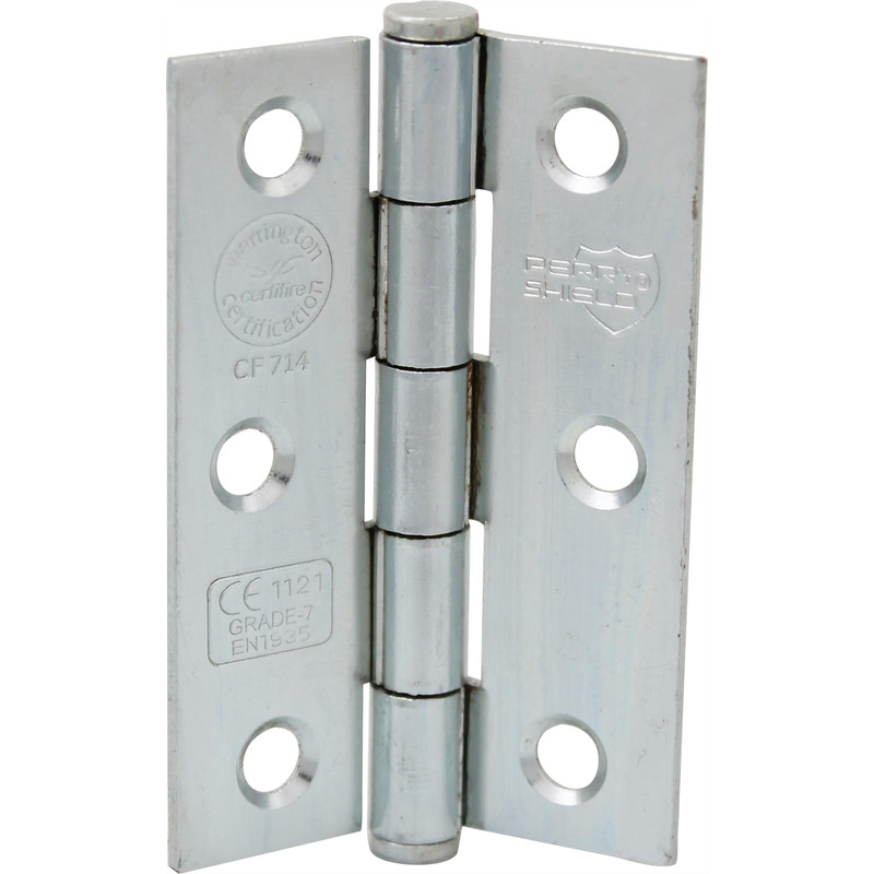 Grade 7 Button Tip Fire Door Hinge 75mm Bright Zinc Plated