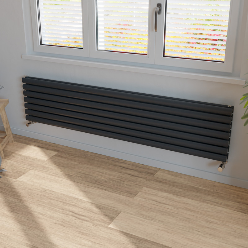 Ximax Bristol Double Horizontal Designer Radiator 410 x 1800mm 4573Btu Anthracite