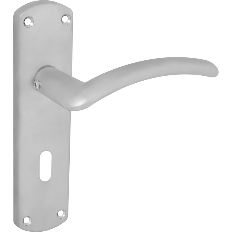 Serozzetta Tres Door Handles Lock Satin Chrome