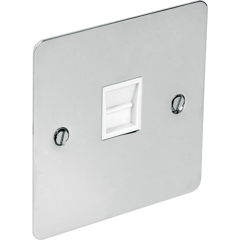 Flat Plate Polished Chrome Telephone Socket Slave