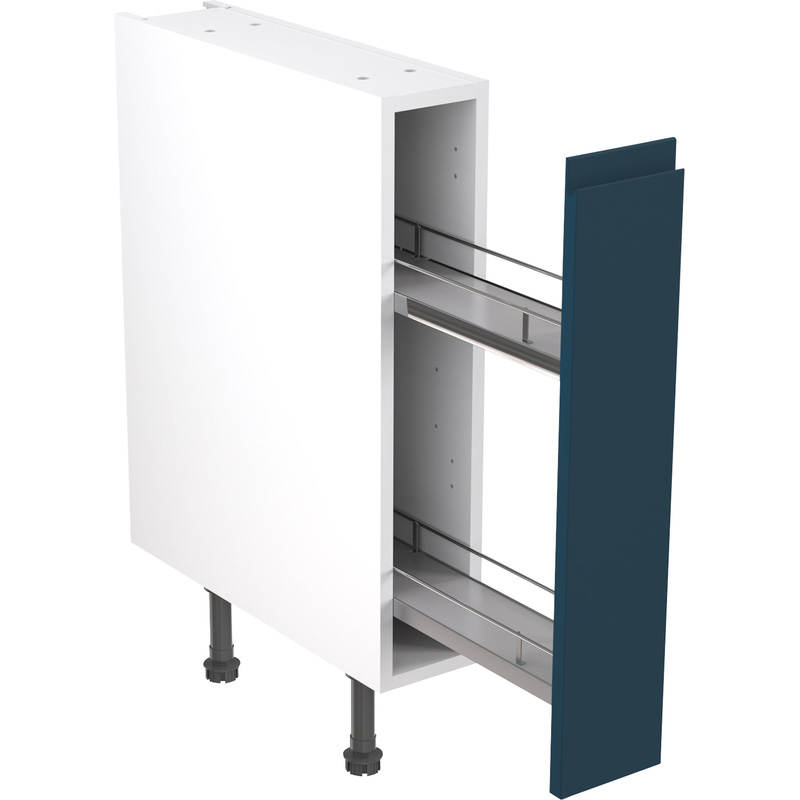 Kitchen Kit Ready Made J-Pull Kitchen Cabinet Pull Out Base Unit Ultra Matt Indigo Blue 150mm
