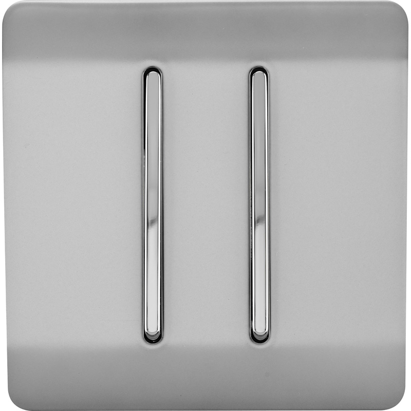 Trendiswitch Brushed Steel 2 Gang 2 Way 10 Amp Switch 2 Gang 2 Way