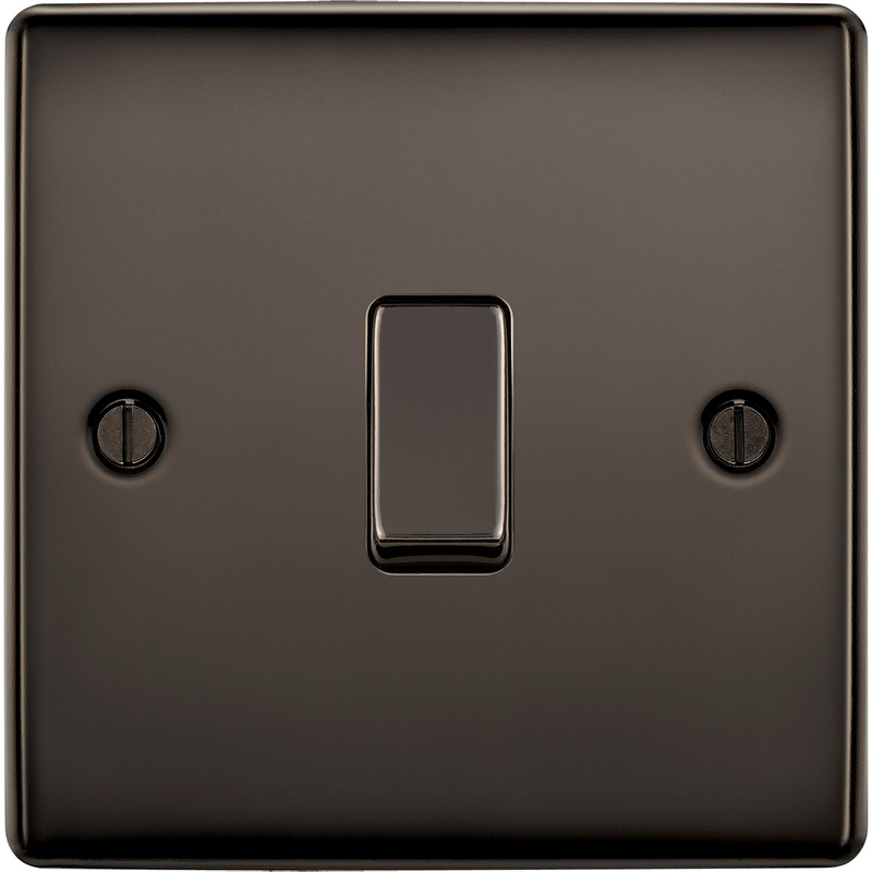 BG Black Nickel 16AX Switch 1 Gang Intermediate