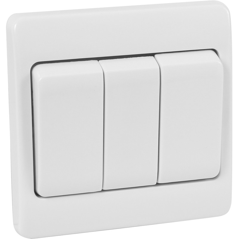 Click Mode 10A Wide Rocker Switch 3 Gang 2 Way