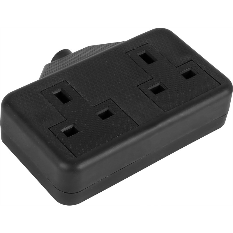 Extension Socket 2 Gang Black
