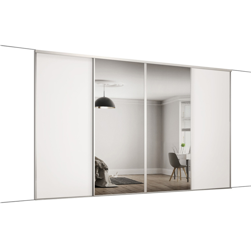Spacepro Classic 4 Door Sliding Wardrobe Kit White and Mirror 3586 x 2260mm