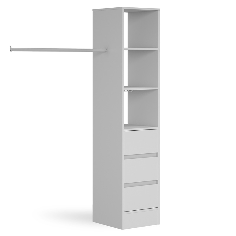 Spacepro 3 Drawer Tower Unit with 1 Hanger Bar Dove Grey 2100 x 450 x 500mm
