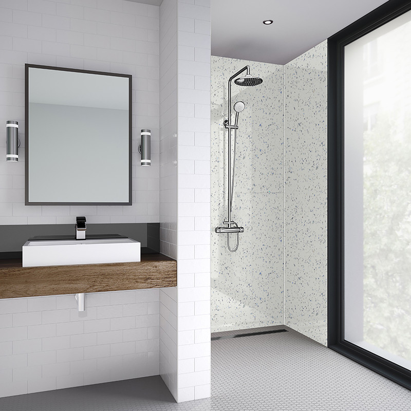 Mermaid Polar Sparkle Laminate Shower Wall Panel Tongue & Groove 2420mm x 1185mm