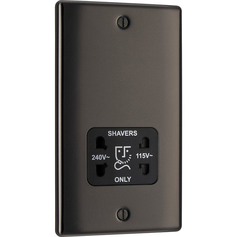 BG Black Nickel Dual Voltage Shaver Socket