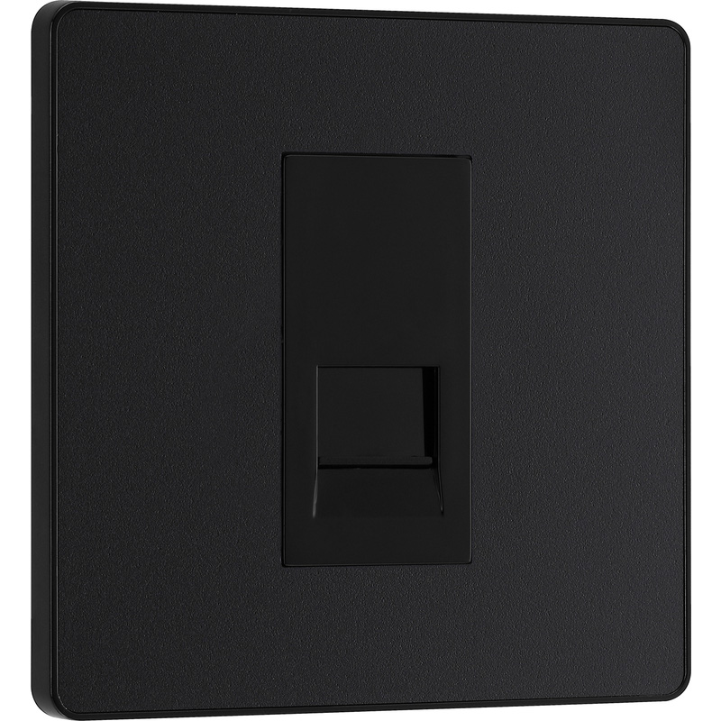 BG Evolve Matt Black (Black Ins) Single Master Telephone Socket