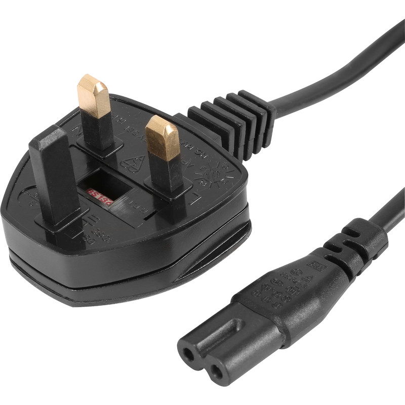 UK Plug To Figure 8 Lead 2m Black 3A