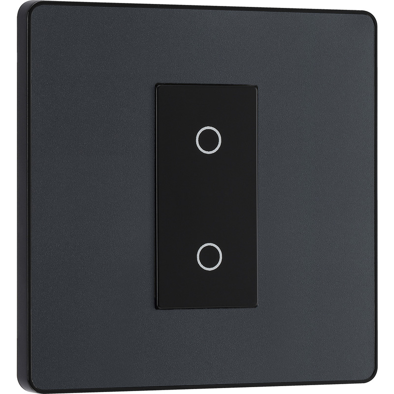 BG Evolve Matt Grey (Black Ins) 200W Single Touch Dimmer Switch, 2-Way Secondary