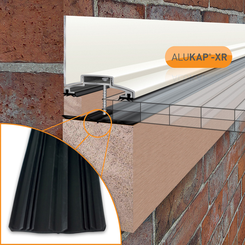 Alukap-XR Concealed Fix Wall Bar with Gasket White 4800mm