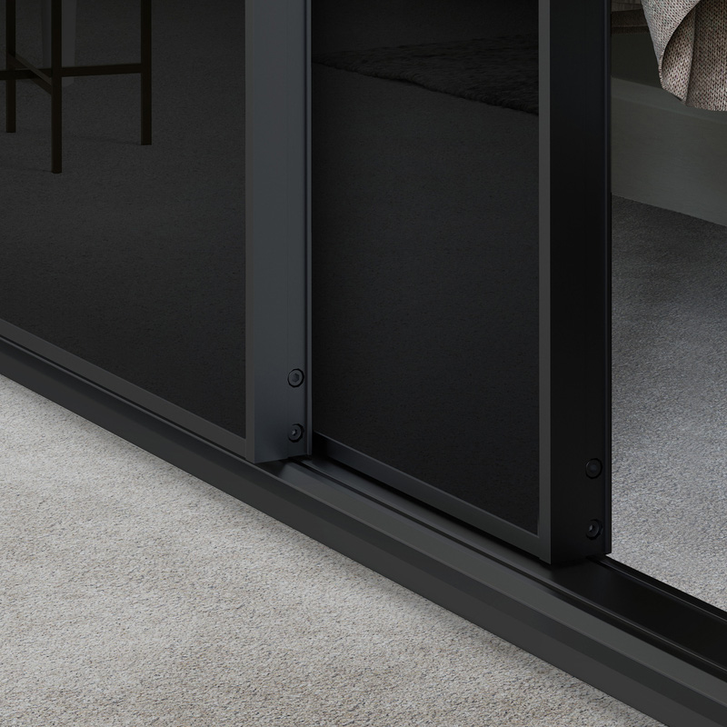Spacepro Minimalist 3 Door Sliding Wardrobe Kit Black Framed Black Glass Doors 1790 x 2260mm