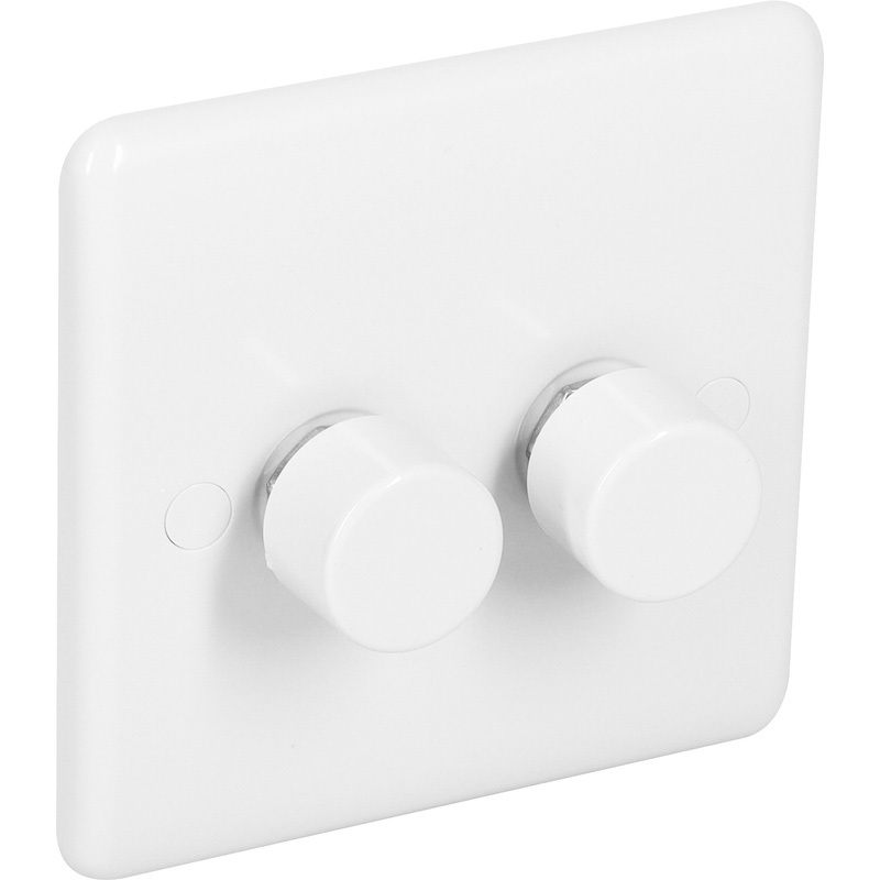 Wessex White LED Push Dimmer Switch 2 Gang 2 Way