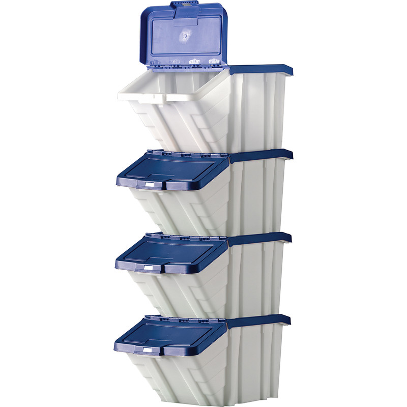 Robust Storage Bin 50L with Lid 345 x 400 x 635mm - Blue Lid