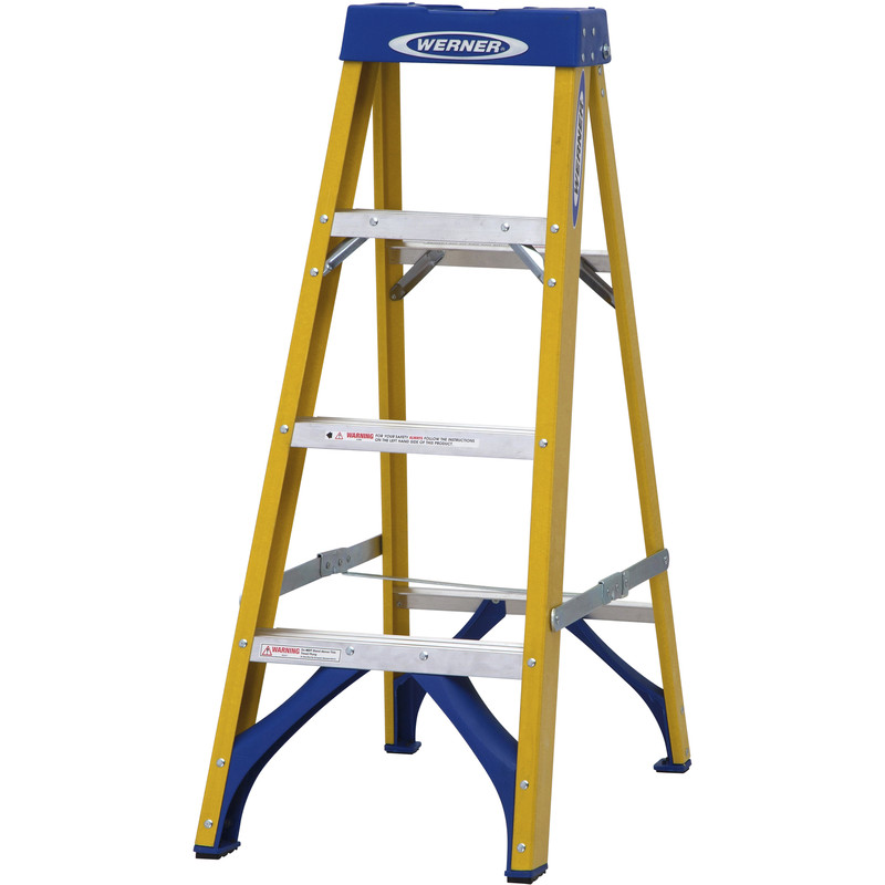 Werner Fibreglass Swingback Step Ladder 4 Tread SWH 2.04m