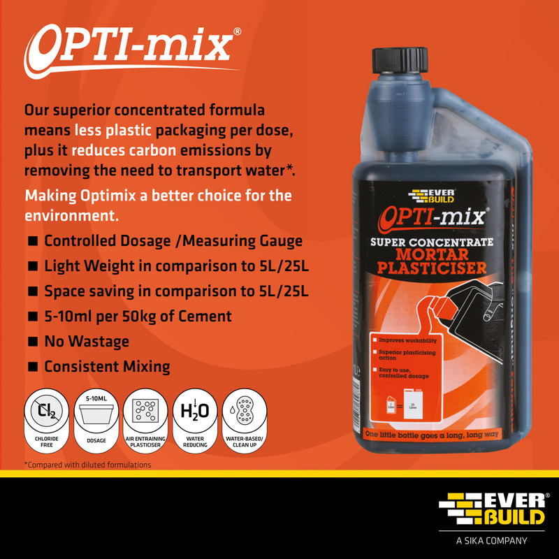 Everbuild Opti-Mix Super Concentrate Mortar Plasticiser 1L