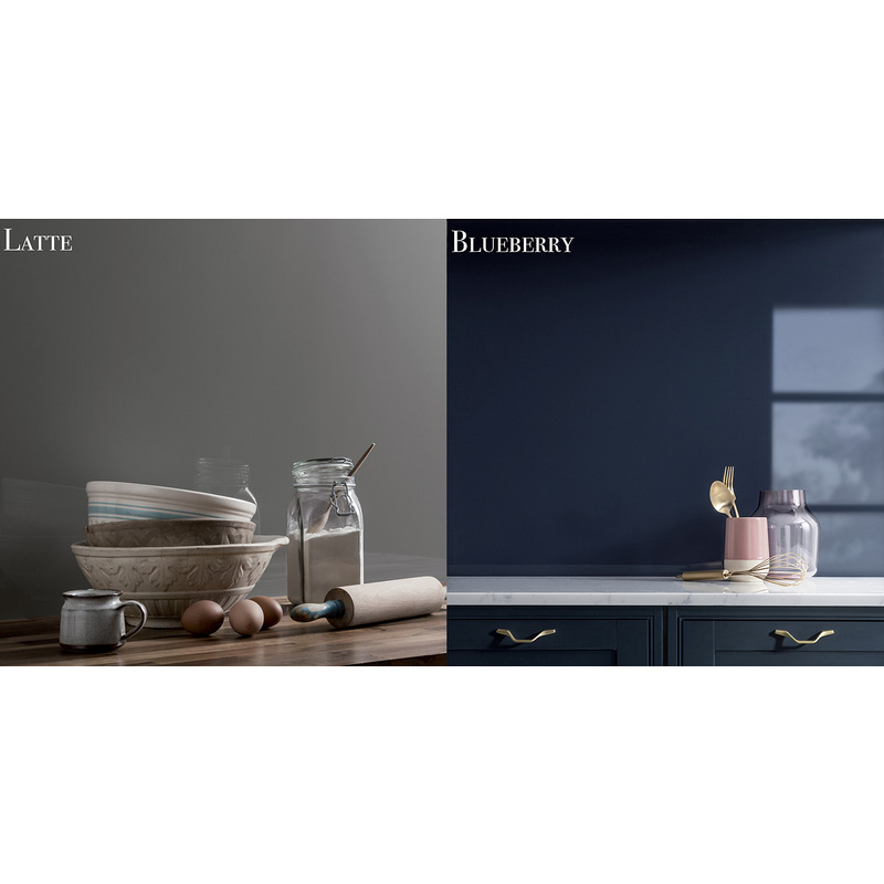 AluSplash Double-Sided Splashback 800 x 600mm Latte / Blueberry