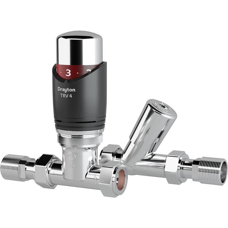 Drayton TRV4 Anthracite 15mm Straight with Lockshield