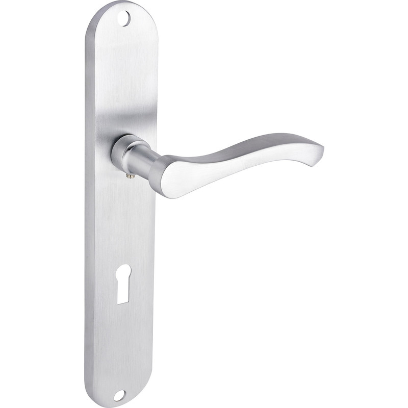 Capri Door Handles Long Lock Brushed Nickel