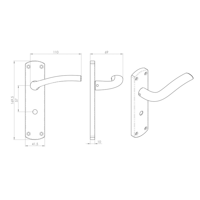 Serozzetta Cuatro Door Handles Bathroom Polished Chrome