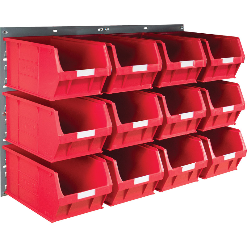 Barton Steel Louvre Panel with Red Bins 641 x 457mm with TC5 Red Bins