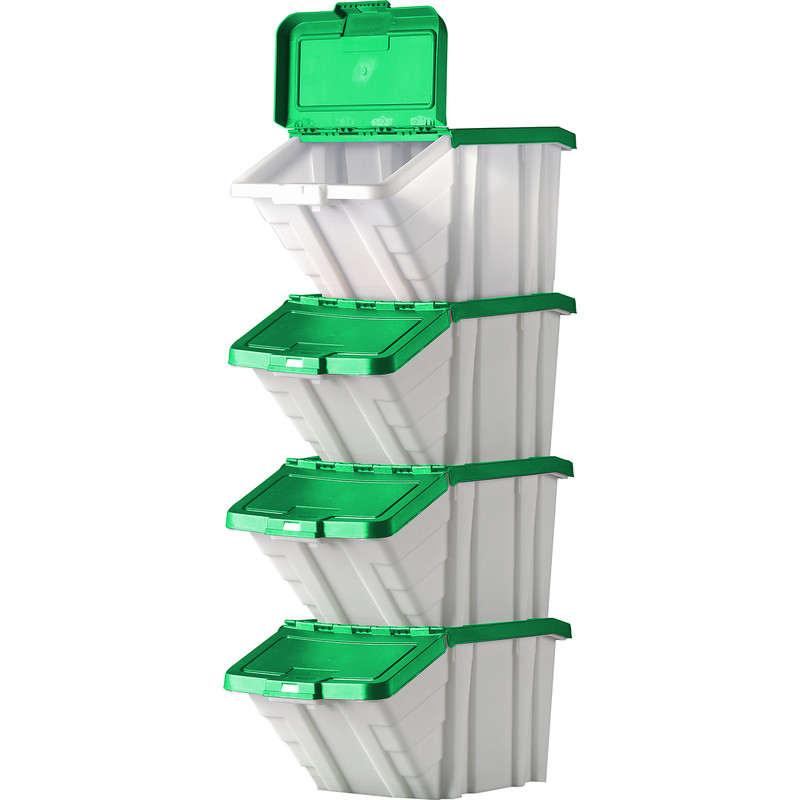 Robust Storage Bin 50L with Lid 345 x 400 x 635mm - Green Lid