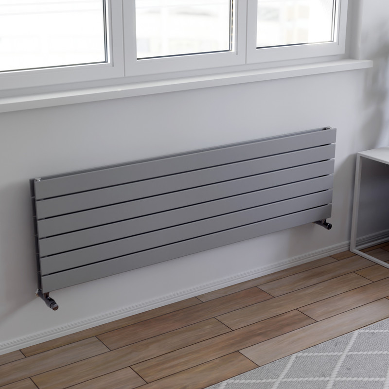 Ximax Oxford Duo Horizontal Designer Radiator 445 x 1500mm 3901Btu Silver