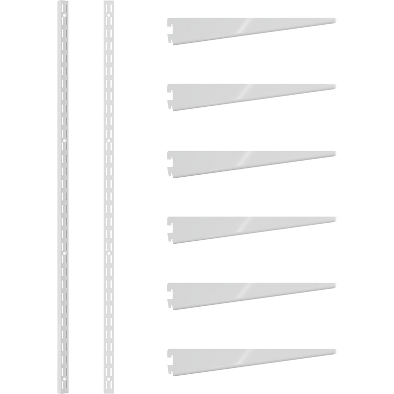 Rothley White Twin Slot Shelving Kit 1980mm Uprights (x2) & 270mm Brackets (x6)