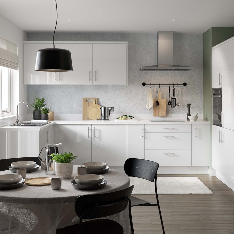 Kitchen Kit Ready Made Slab Kitchen Cabinet Pull Out Base Blind Corner Unit Super Gloss White 1000mm Right Hand