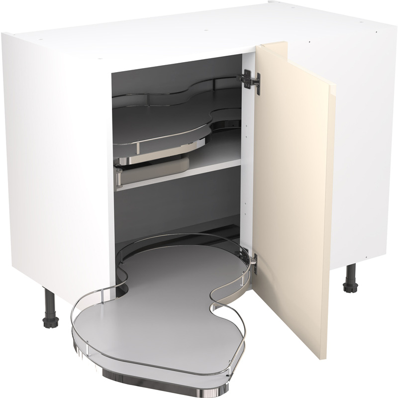 Kitchen Kit Flatpack Slab Kitchen Cabinet Pull Out Base Blind Corner Unit Super Gloss Cashmere 1000mm Left Hand