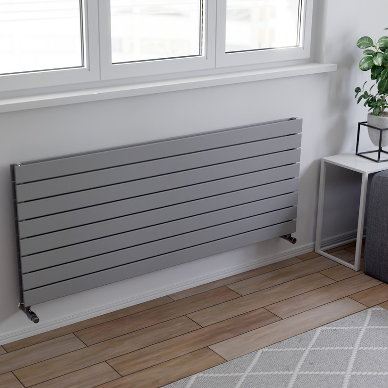 Ximax Oxford Duo Horizontal Designer Radiator 595 x 1500mm 4935Btu Silver