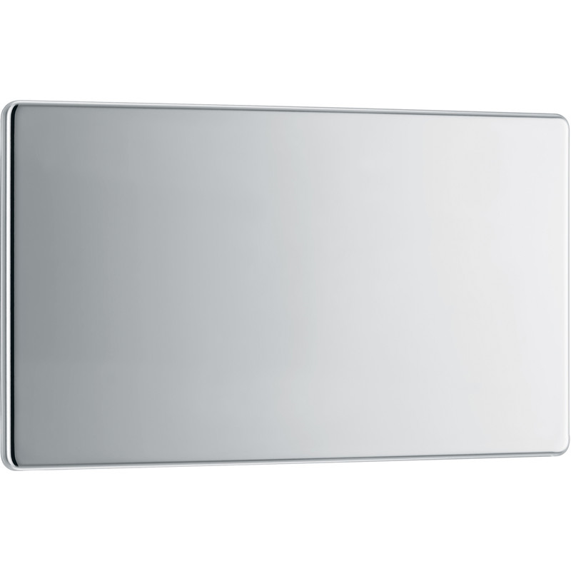 BG Screwless Flat Plate Polished Chrome Blank Plate 2 Gang