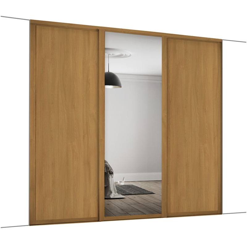 Spacepro Shaker 3 Door Sliding Wardrobe Kit Oak and Mirror 2592 x 2260mm