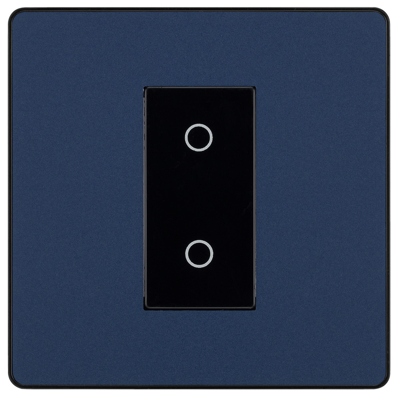 BG Evolve Matt Blue (Black Ins) 200W Single Touch Dimmer Switch, 2-Way Master