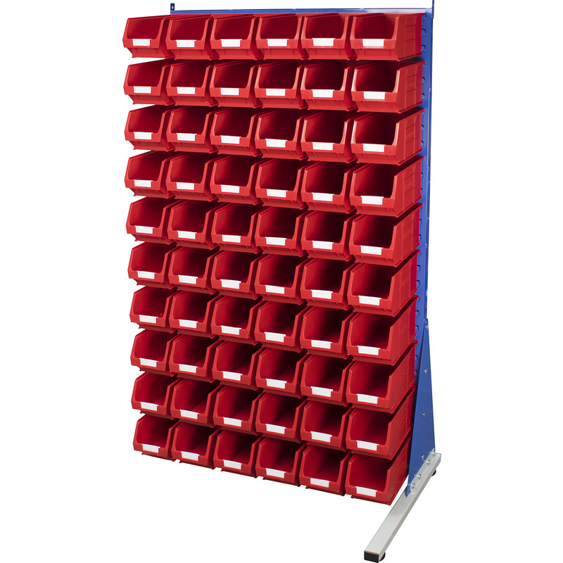 Barton Steel Louvre Panel Adda Stand with Red Bins 1600 x 1000 x 500mm with 60 TC3 Red Bins