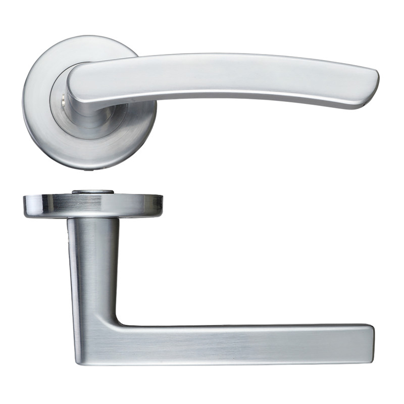 Stanza Santiago Lever on Rose Door Handles Satin Chrome