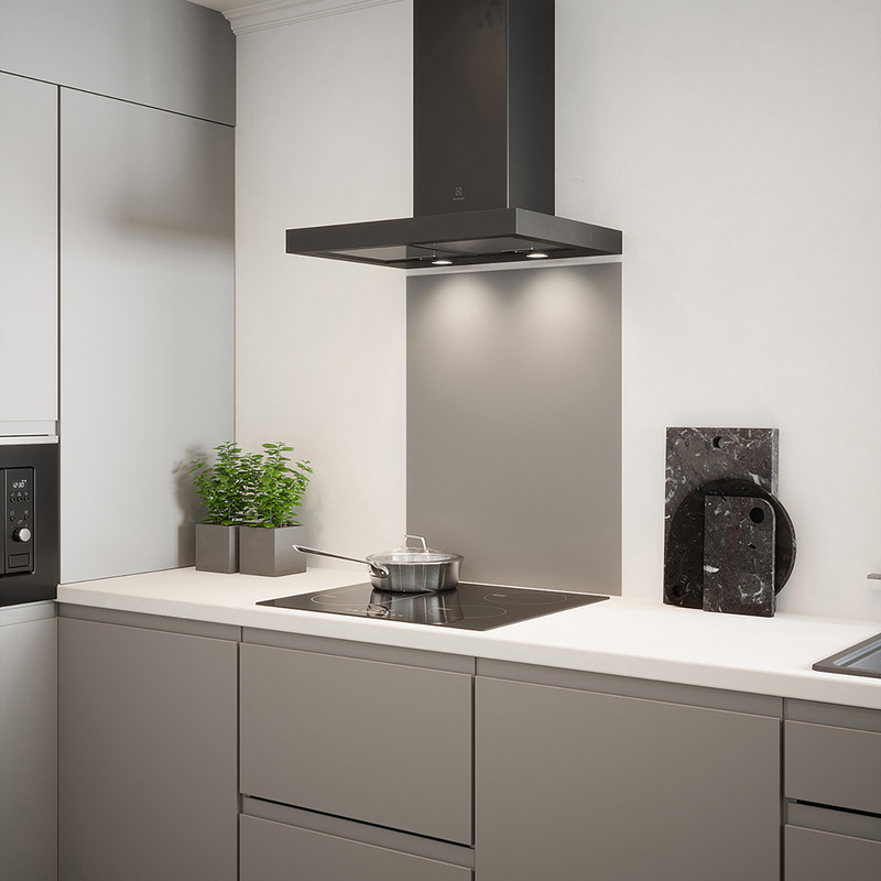 Splashback Matt Grey Self-Adhesive Glass Splashback 600 x 750mm