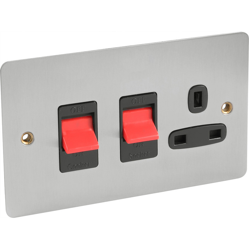 Flat Plate 45A DP Switch & 13A Switched Socket