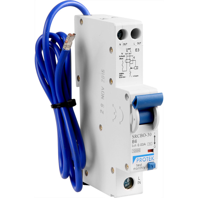 Protek Miniature RCBO Type B 30mA 1 Mod 10kA 6A
