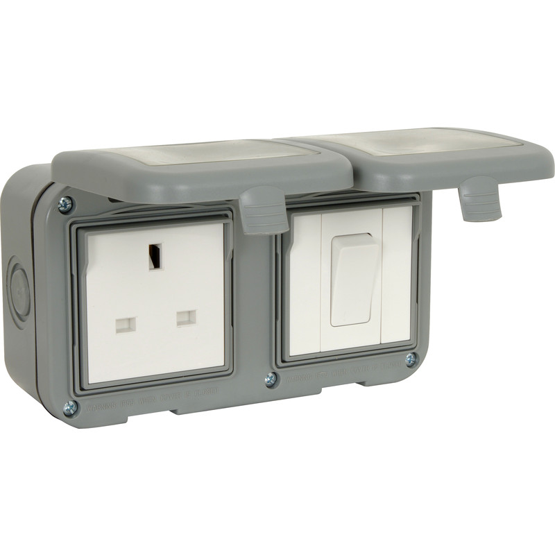 BG IP55 Socket With Switch 1 Gang 13A + 1 Gang Switch