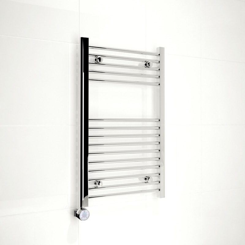 Kudox Thermostatic Electric Chrome Straight Towel Radiator 500 x 800mm 200W