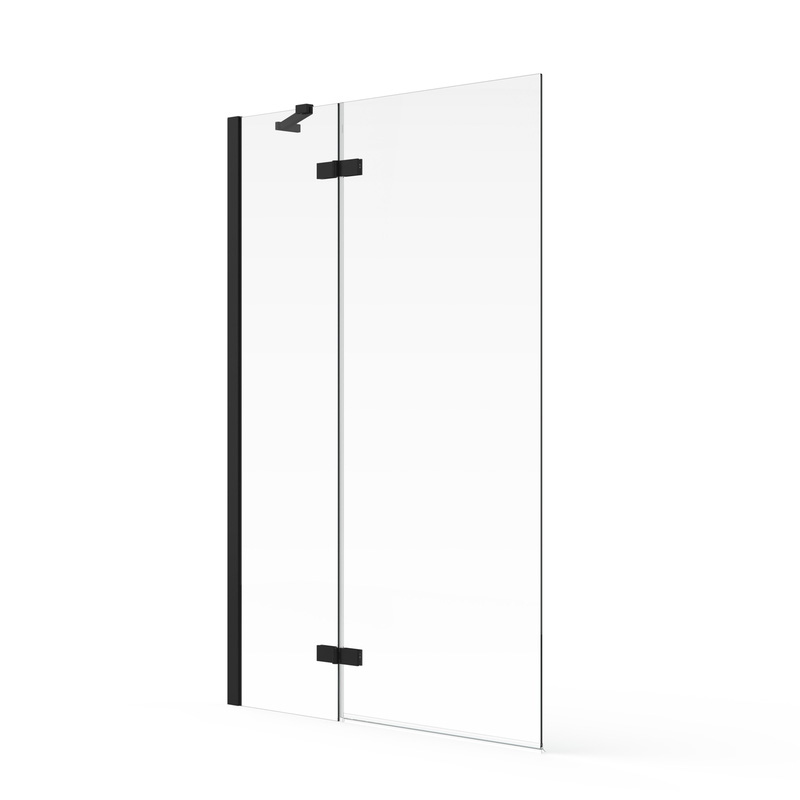 Aqualux 2 Panel Bath Screen Matt Black Frame 1500x1000mm