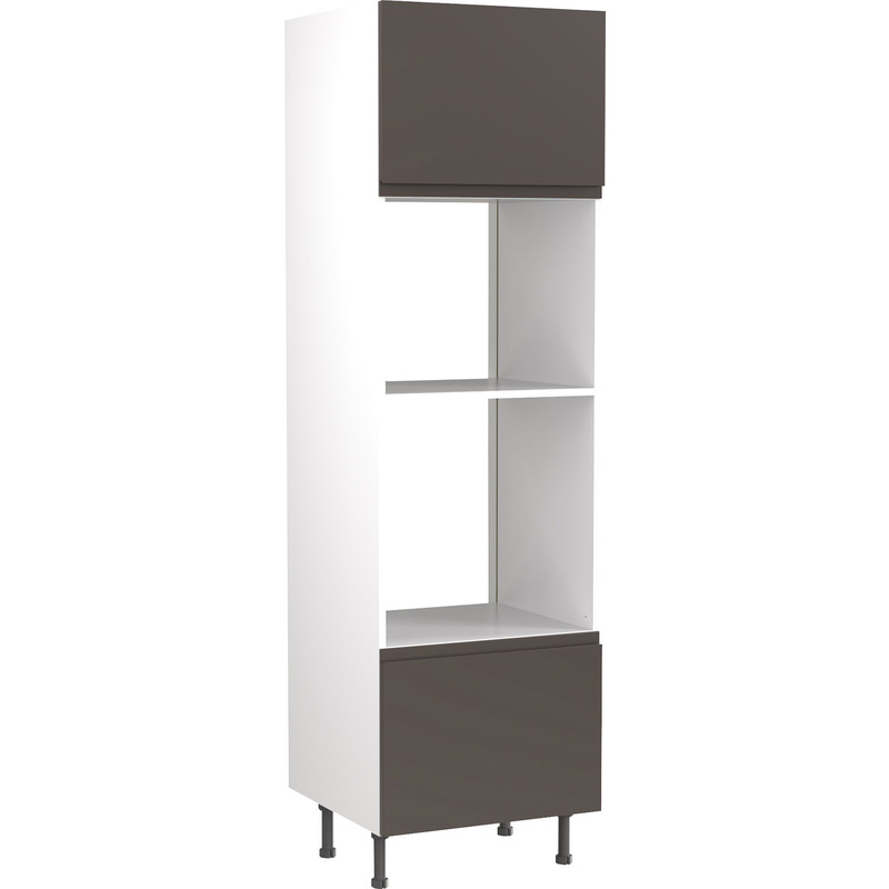 Kitchen Kit Flatpack J-Pull Kitchen Cabinet Tall Oven & Microwave Unit Ultra Matt Graphite 600mm