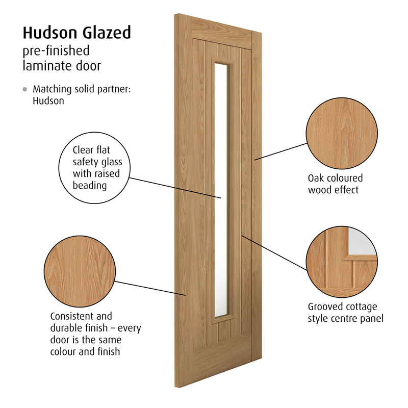 Hudson Clear Glazed Laminate Internal Door 35 x 1981 x 762mm